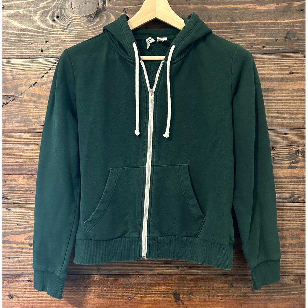 H&M Divided Zip Hoodie Women M Green Fleece Basic Gorpcore Casual Cotton Blend